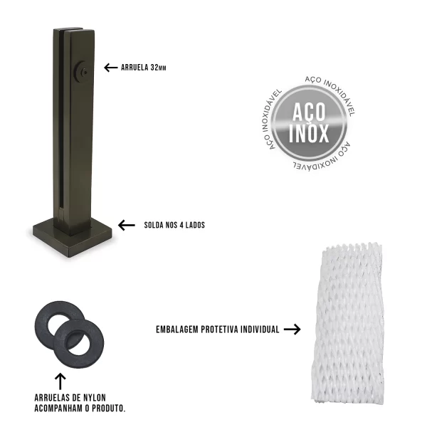 Coluna Torre Inox 1 Furo Bronze - Image 2