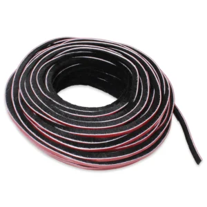 Fita Vedação Escovinha Porta/janela Adesiva Preto e Vermelho